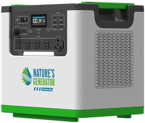 Nature's Generator Lithium 3600 240V Gold Pro PE,2x Lithium 3600 + Combiner + 4x 410w Panels + 12 Circuit Power Transfer Switch + 2 x 50' Cable