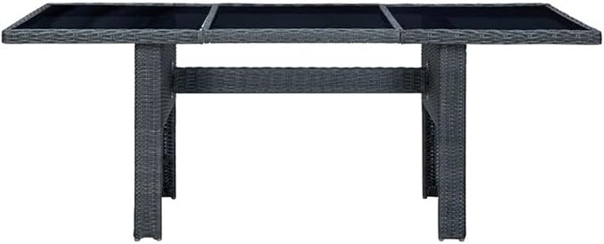 Afuera Living Outdoor Dining Set, Synthetic Poly Rattan, Dark Gray Finish, Powder-Coated Steel Frame, UV-Resistant, Rectangular Table with 8 Chairs, Weather-Resistant Patio Furniture for Gardens or