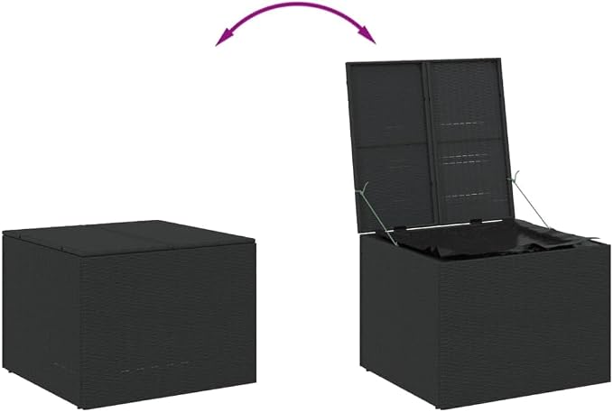 Outdoor Garden Storage Box Black 76.9 Gal Waterproof PE Rattan with Removable Bag for Patio Furniture Cushions Pillows Blankets 31.5 x 29.5 x 23.2 Inches