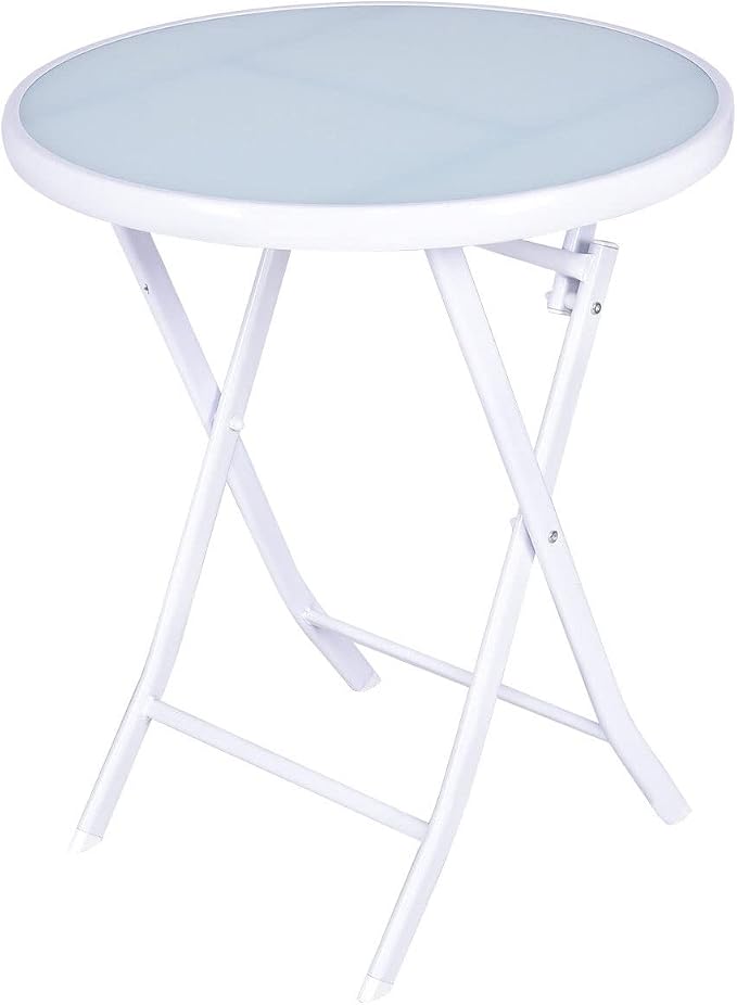 3 PCS Folding Bistro Table Chairs Set Garden Backyard Patio Furniture White Loveseat Coffee Table