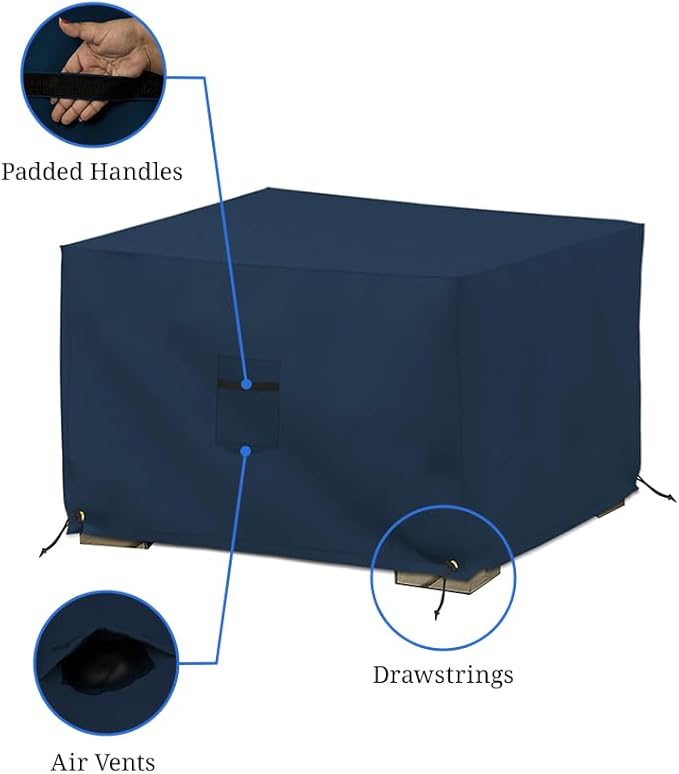 Covers & All Outdoor Ottoman Slipcover, 12 Oz PVC Polyester, Waterproof Ottoman Cover Resists Tear and UV, Square Patio Furniture Covers for Indoor/Outdoor Use (30"L x 30"W x 18"H, Blue )