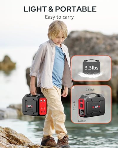 Apowking Solar Powered Generator 200W Peak/100W Rated, Portable Power Station with Solar Panels 60W Included, 146Wh Solar Power Bank with AC Outlet 110V for Home Use Camping Outdoor Adventure