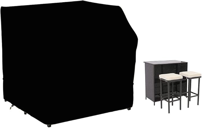 41 Inch Outdoor Patio Bar Set Cover Heavy Duty Waterproof Patio Furniture Tall Wicker Bar Set with Stools and Glass Top Table Chair Covers Outside