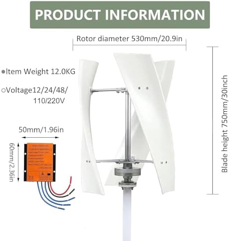 12000W Portable Wind Turbine Kit with MPPT Controller for Home & Outdoor, 48V Renewable Energy Solution, High Efficiency Wind Generator for Off-Grid Power