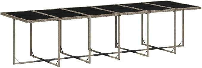 17 Piece Patio Dining Set with Cushions, Foldable Poly Rattan Table and Chair Furniture for Garden, Backyard, Deck, Grey