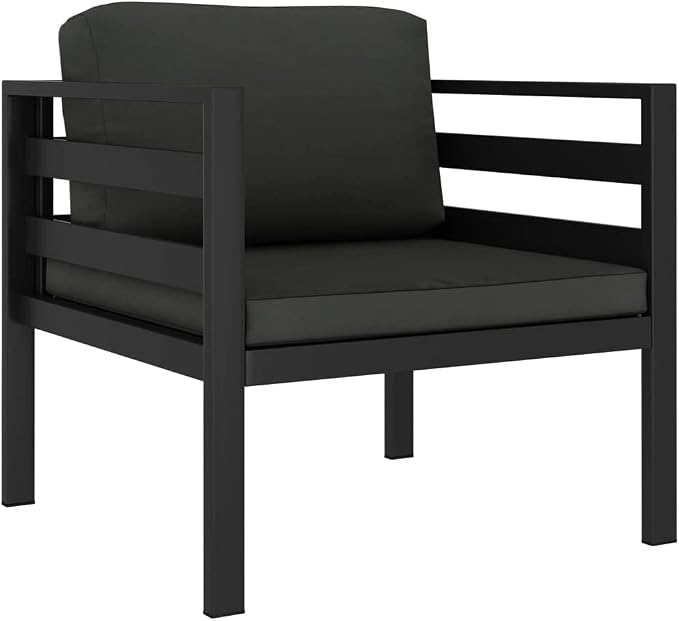 3 Piece Garden Lounge Set, Anthracite Aluminum Outdoor Patio Furniture Set, Modular Conversation Set with 2 Armchairs and 1 Table for Balcony, Terrace and Yard