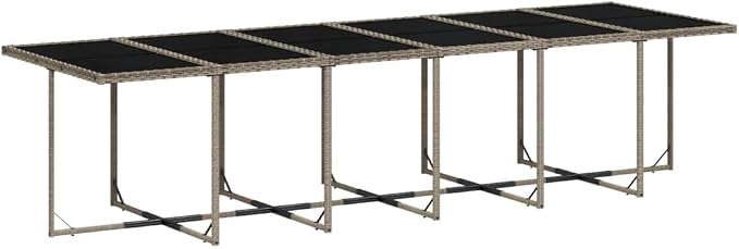 13 Piece Patio Dining Set, 12-Seater Outdoor Furniture, PE Rattan Table and Chairs with Cushions for Garden Backyard Deck, Gray