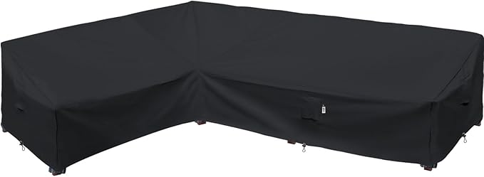 Heavy Duty Outdoor Sectional Sofa Cover, 90"X120" L Shaped Waterproof 600D Patio Furniture Covers, Lawn Patio Couch Protector (Midnight Black, L-Shaped-Left Facing-90 x120)