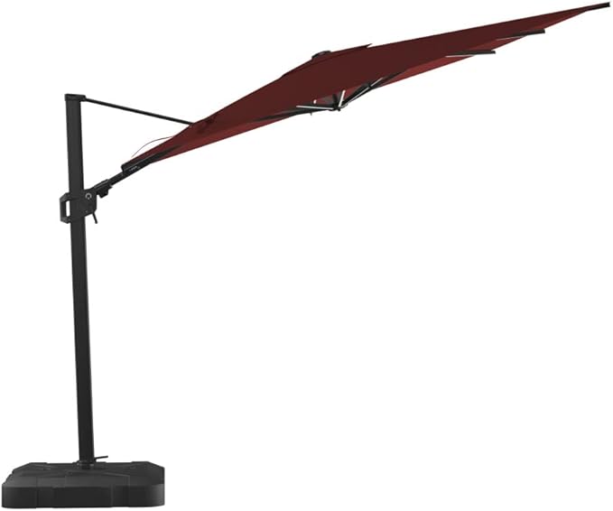 Midtown Umbrellas 9x9 Ft Outdoor Cantilever Patio Umbrella w/Sunbrella Black Frabric - Tilt 360° Rotate Offset Patio Umbrella, Deck Patio Umbrella, Backyard Umbrella & Garden Umbrella - Black Frame
