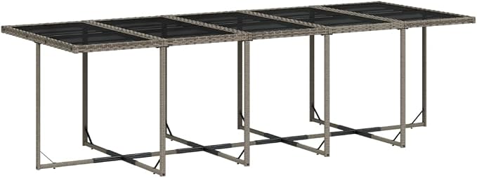 15 Piece Outdoor Dining Set, Poly Rattan Garden Table and 14-Seater Patio Chairs with Cushions, Space-Saving Cube Furniture for Backyard, Balcony, Gray