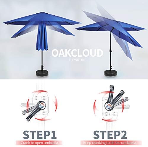 7 Pieces Patio Metal Furniture Outdoor Dining Set with 6 Stackable Bistro Chairs, 60'' x 37'' Rectangle Table and 10Ft Dark Blue Umbrella