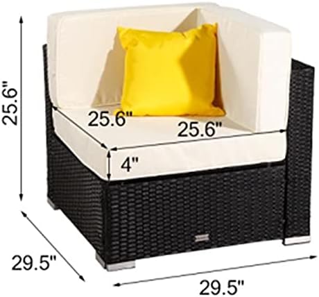 Furniture Set 4 Pieces PE Wicker Rattan Corner Sofa US Warehouse in Stock