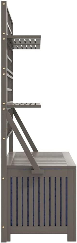 Solid Acacia Wood Patio Storage Box with Trellis and Utility Shelves for Garden Tools and Climbing Plants