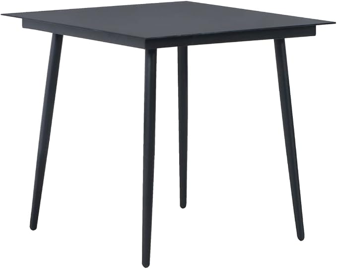 3 Piece Patio Dining Set, Outdoor Bistro Set with Square Glass Top Table and 2 PVC Rattan Chairs, Black Small Space Furniture for Garden, Backyard, Porch and Balcony