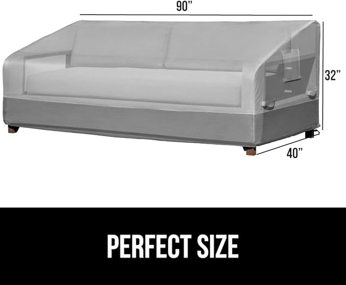 GORILLA GRIP Waterproof Large Outdoor Patio Sofa Cover, 3 Seater 90 Inch, Heavy Duty 600D Furniture Covers Sets for Winter, Keep Cushions Dry, Protects from Sun, Snow, Rain, Windproof, UV Coated