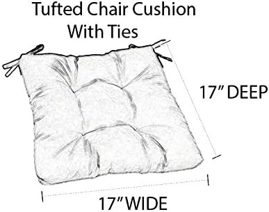 RSH DECOR Indoor Outdoor Blue Prints - Set of 2 Tufted Chair Cushions with Ties, Weather Resistant - Choose Color & Size (Copeland Caribe Blue Teal Yellow Floral, 17"x17")