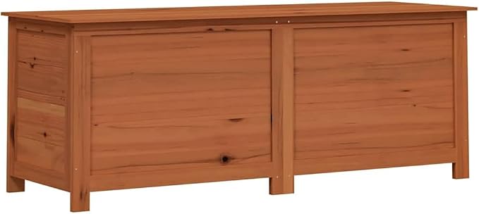 Outdoor Cushion Storage Box, Large Rectangular Deck Bin for Patio Furniture, Solid Fir Wood Weather-Resistant Container, Brown, 59.1 inch Length
