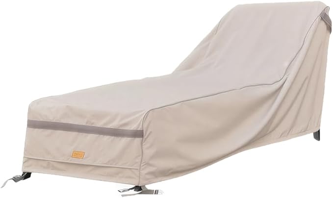 Patio Chaise Lounge Cover Waterproof , Heavy Duty Outdoor Lounge Chair Covers , Beige Durable Patio Furniture Covers , 1 Pack , 78L*34W*30H inch