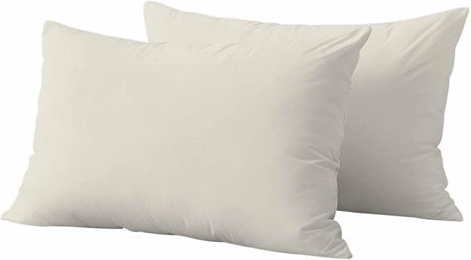 Lumbar Pillow Covers 12 x 20 Inches, Cream Solid Color Waterproof Throw Pillow Cover Set of 2, Aesthetics Contemporary Luxury Decorative Rectangle Cushion Covers for Patio/Couch/Garden