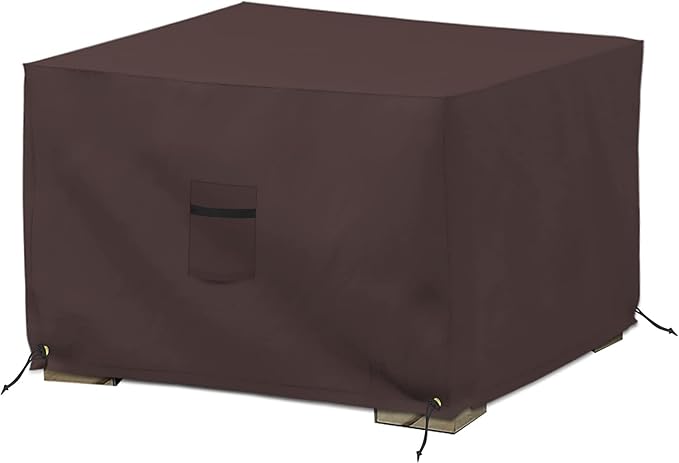 Covers & All Waterproof Ottoman Cover, 12 Oz PVC coated polyester, Outdoor Ottoman Slipcover, Square Patio Furniture Covers suitable for indoor and outdoor Use (36"L x 36"W x 12"H, Coffee)
