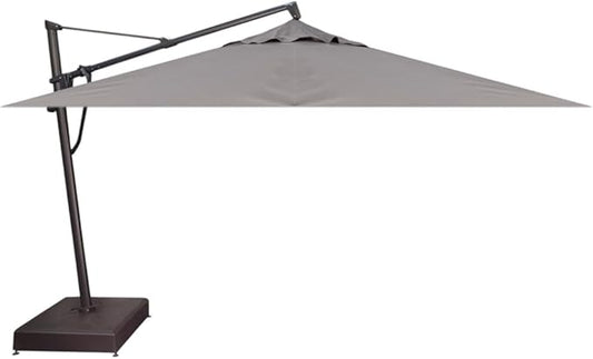 Treasure Garden AKZ PLUS Cantilever Umbrella 10'x13' Rectangular Obravia Boulder Canopy and Black Frame with Stationary Base