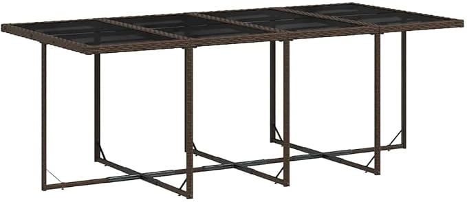 13 Piece Patio Dining Set with Cushions Brown Poly Rattan Outdoor Table 8 Chairs 4 Stools Tempered Glass Top Foldable Compact Storage UV-Proof