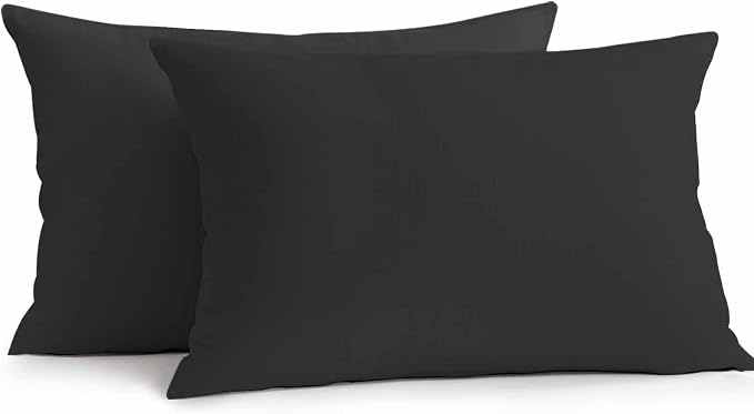 Lumbar Pillow Covers 20x12 Inch Set of 2, Black Pure Color Waterproof Outdoor Pillow Covers, Aesthetics Contemporary Luxury Decorative Cushion Pillowcases for Couch, Sofa, Bed, Garden, Patio
