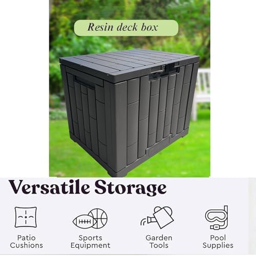 Waterproof Resin Deck Box with Lockable Lid for Indoor and Outdoor Storage - Ideal for Garden Tools and Patio Cushions (76 Gallon)