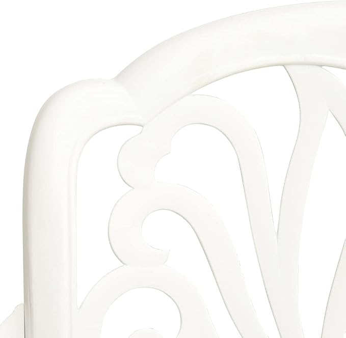 5 Piece Bistro Set Cast Aluminum White | Outdoor Dining Set, Patio Chairs and Table, Weather-Proof, Umbrella Hole