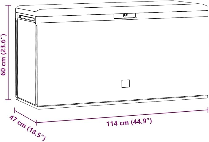 Deck Box 44.9"x18.5"x23.6" Anthracite Outdoor Storage Box Weatherproof Polypropylene Patio Storage Chest with Lockable Lid, 290 L Capacity for Garden, Balcony, Garage