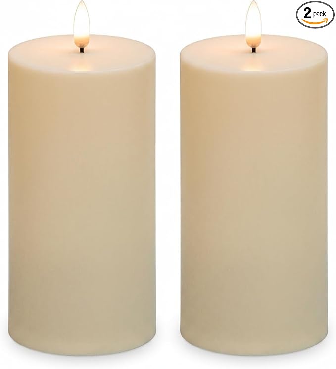 Waterproof Flameless Pillar Candles with Timer, 2 PACK 3"x6" Flickering LED Candles, Battery Operated Electric Candles Candles for Table Decor, Wedding Candles for Reception Centerpieces Decoration