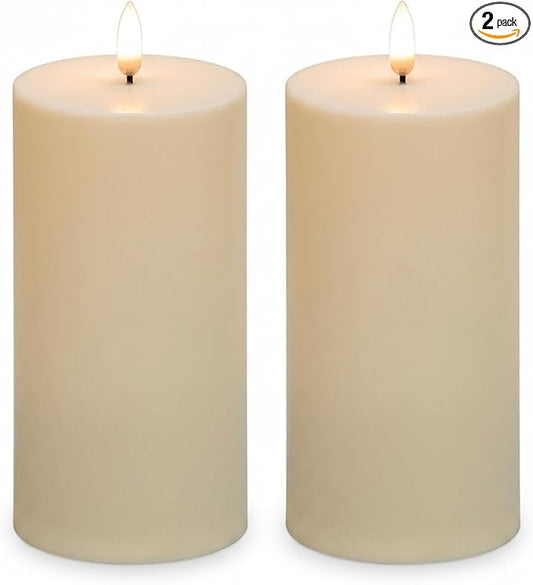 Waterproof Flameless Pillar Candles with Timer, 2 PACK 3"x6" Flickering LED Candles, Battery Operated Electric Candles Candles for Table Decor, Wedding Candles for Reception Centerpieces Decoration