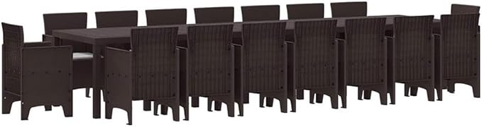 Afuera Living 7 Piece Poly Rattan Garden Dining Set, Brown Finish, Weather-Resistant, Cushioned Seating, Modern Style Patio Furniture for Outdoor Spaces, Spacious 157.5 x 39.4 in Setup