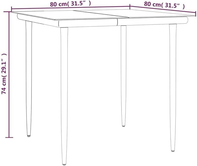 Afuera Living 3-Piece Patio Dining Set, Polyethylene Rattan & Steel, Black Finish, Includes Rectangular Tempered Glass Table and 2 Chairs, Weather-Resistant Outdoor Furniture for Garden or Balcony