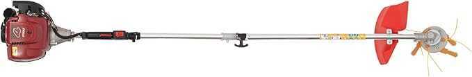 35.88CC Brush Cutter and Grass Trimmer, 4-Stroke Gas Trimmer Edger Mower 8500r/min Powerful 2 Blade Heads Brush Cutter with Grass Baffle & Funnel for Lawn Care