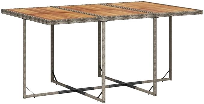 Afuera Living Contemporary Patio Dining Set, 10-Seater, Foldable PE Rattan and Solid Acacia Wood, Gray Finish, Cushioned Chairs, Powder-Coated, Space-Saving Design for Garden, Terrace, Outdoor
