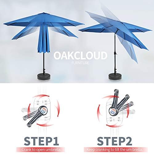 7 Pieces Patio Metal Furniture Outdoor Dining Set with 6 Stackable Bistro Chairs, 60'' x 37'' Rectangle Table and 10Ft Sky Blue Umbrella