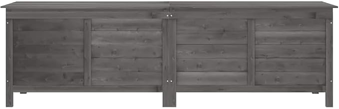 Outdoor Storage Box Garden Storage Anthracite Solid Fir Wood Large Deck Box for Cushions, Gardening Tools Pool Toys Patio Furniture Accessories