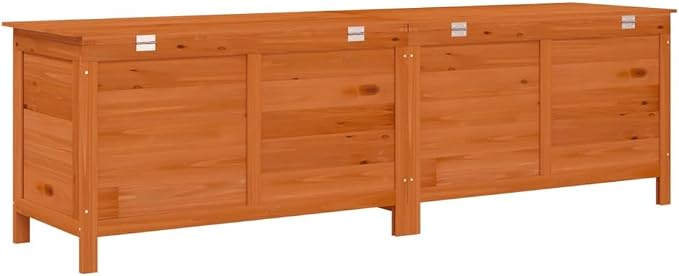 Solid Fir Wood Patio Storage Box Outdoor Furniture 78.1"x19.7"x22.2" Brown Large Deck Box with Slatted Base for Pool Toys Garden Cushions Patio Decor