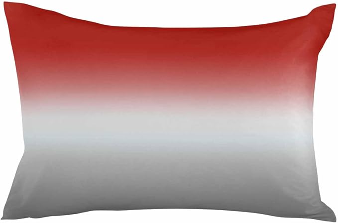 Outdoor Waterproof Throw Pillow Covers Set of 2 Red Grey Ombre Lumbar Pillowcases 20x12 Inches Gradient Gradual Color Patio Decorative Pillows Cushion Case Patio Pillows for Couch Bed Chair Garden