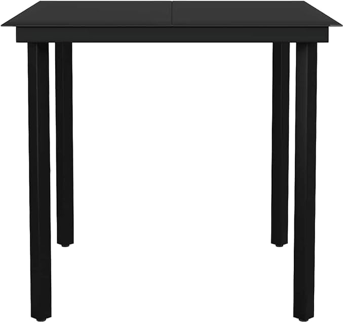 3 Piece Patio Dining Set, Black Outdoor Table and Chairs for Garden and Balcony, Includes 31.5 Inch Glass Top Square Table and 2 PE Rattan Chairs, Bistro Set for Small Spaces