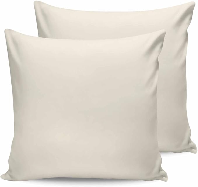 Outdoor Waterproof Throw Pillow Covers Set of 2 Cream Pillowcases 18x18 Inches Solid Color Patio Decorative Pillows Cushion Case Patio Pillows for Couch Bed Chair Garden