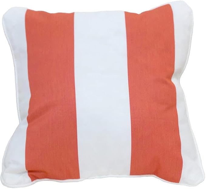 East Green 14 x 14 Waterproof Outdoor Pillow with Insert, Coral Stripe - Premium Olefin Outdoor Accent Pillow for Patio Furniture