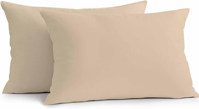 Lumbar Pillow Covers 20x12 Inch Set of 2, Khaki Solid Color Waterproof Outdoor Pillow Covers, Aesthetics Contemporary Luxury Decorative Cushion Pillowcases for Couch, Sofa, Bed, Garden, Patio