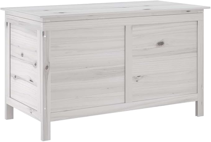 Outdoor Storage Box 39x19.5x23 Inch White Garden Deck Chest Solid Fir Wood Furniture for Cushion Patio Backyard Organization