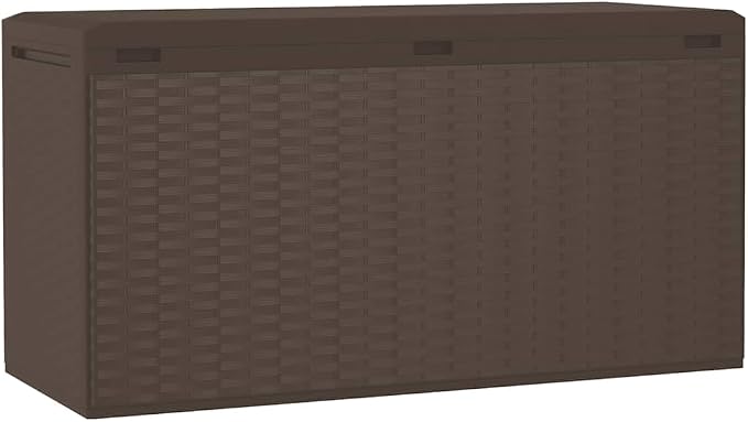290L Garden Storage Box, Weather-Resistant Polypropylene Outdoor Deck Box with Textured Finish for Patio, Deck, Backyard, and Garage Organization, Brown