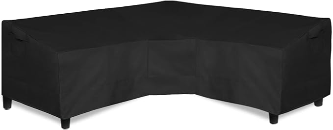 Easy-Going 600D Patio V-Shaped Sectional Sofa Cover, Waterproof Outdoor Sectional Cover, Heavy Duty Garden Furniture Cover with Air Vent 89" L (on Each Side) x 33.5" D x 31" H, Black