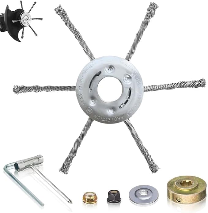 Gas Trimmer Head, Universal Steel Wire Trimmer Head 7" 8" 9" Heavy-Duty Gas Weed Eater Blade, 1" Arbor Replacement for Stihl,Husqvarna,Echo,Ryobi,Toro,Installation Kit Included (7")