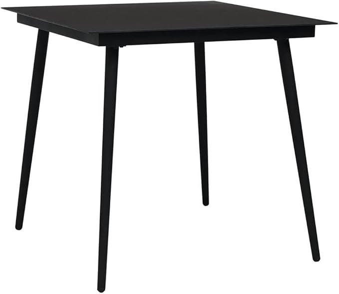 Afuera Living Contemporary Outdoor Dining Set, Black PVC and Powder-Coated Metal, Includes 31.5 in Square Table and 2 Chairs, Weather-Resistant, Industrial Style Garden or Patio Furniture for 2 People