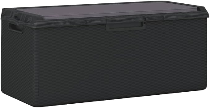 Patio Storage Box with Seat Cushion, 92.5 Gallon Outdoor Deck Box for Garden Tools and Patio Furniture Cushions, Large Anthracite Rectangular Storage Bin with Gas Lift, Polypropylene